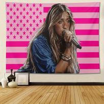 1pc Tates Music Wall Hanging Tapestry,Vibrant Pink and Blue Star-Spangled Banner Design,Horizontal Aesthetic Wall Decor for Livi 100X70CM