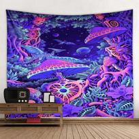 Hippie Tapestry Trippy Mushroom Psychedelic Background Cloth Background Wall Decoration Cloth Tapestry Home Art Deco Mural Tapes 100X70CM