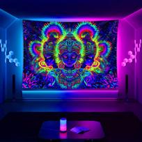 Trippy UV Reactive Tapestry, Neon Psychedelic Monster Wall Hanging for Bedroom Dorm E-sports Room Decor 100X70CM