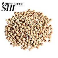 100Pcs Natural Wood Round Ball Spacer Beads DIY Craft Jewelry Clothes Decor 6mm