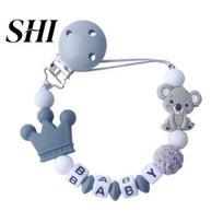 Cute Koala Letter Beads Silicone Teether Bracelet Teething Soother Pacifier Clip pilka