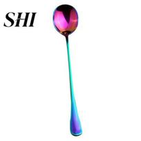 Stainless Steel Long Handle Coffee Honey Ice Soup Stir Spoon Kitchen Tableware įvairiaspalvis