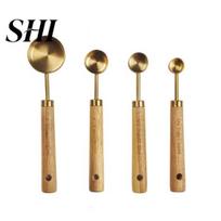 Smooth Surface 4Pcs Measuring Spoon Accurate Wooden Handle 16/18.5/19.5/27.5g Set Portable Measure Scoop Kitchen Gadget Sugar S