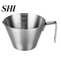 Stainless Steel Coffee Brewer Espresso Measuring Cup with Scale 100ml Capacity Mini Pouring for Handle Food Grade Accurate Milk Beverages Sauce 100ML sidabras