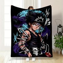 Dynamic Anime Style with Dark, Spiky Hair and Swirling Elements. for All Seasons Blanket Lunch Break Throw Gift 75X95CM