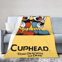 CUPHEAD Velnias Antklodės Koralinis Fleece Pliušinis Žiemos Puodelis Žmogus Kvėpuojanti Lengva Plona Mesti Antklodės Namams Automobiliui Pliušinė Plona Antklodė 75X95CM