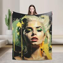 Lady Gagos piešinio pledas Šiltas minkštas naujoviškas pliušinis pledas sofai kėdei Dekoratyvinis flanelinis lovatiesis lovos uždangalas 75X95CM