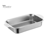 Deep Rectangular Baking Pan Stainless Steel Pan, with Handles, Heavy-Duty Tray, Commercial Grade High Temperature Resistant Durable Kitchenware, Small