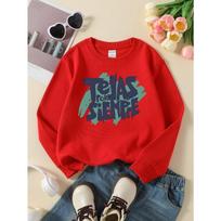 Kids Sweatshirt,Crew Neck Fashion Top, Fun Texas Forever Love    Fashion Patterned Sweatshirt, for Everyday Casual Wear,for All Kinds of Daily Outfits 110 raudona