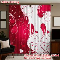 Romantic red heart vortex pattern Print Drapes Room Darkening Window Curtains  Home Decor,Rod Pocket Blackout Curtains Bedroom 60×150cm