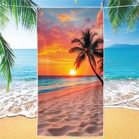 1pc Tropical Palm Sunset Beach Towels - Vibrant Coastal Vacation Quick Dry Bath Towels 130x60cm