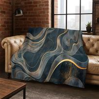 Luxurious Marble Colorful Gold Black Flannel Blanket Soft Warm Blanket Throw Blanket for Bedroom Living Room Bed Travel Picnic Size: 75*100cm, Weight: 230 GSM