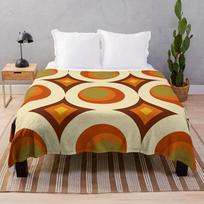 Mid-Century Modern 70s Throw Blanket Large Furry funny gift Thermals For Travel Blankets Size: 75*100cm, Weight: 230 GSM