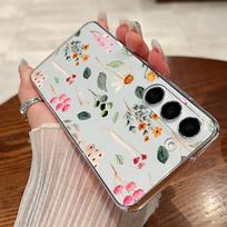 Beautiful Flower Phone Cover For Samsung S24 S23Ultra  S22 Plus S21 S20 FE A54 A53 A52 A34 A14 A13 Glossy Clear Shockproof Slim Hard Case Samsung S24