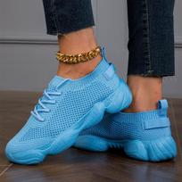 Women's Summer Leisure Sports Platform Soft Sole Lightweight Vulcanized Shoes Breathable Leisure Mesh Running Shoes 36 mėlyna