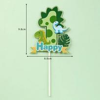 Dinosaur Palm Leaves Cake Toppers Happy Birthday Jungle Safari Party Decor Green Number 1 2 3 4 5 Year Old Kids Party Cake Decor