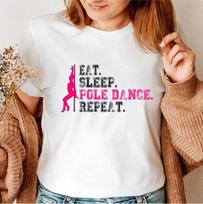 Eat Sleep Pole Dance Repeat T-Shirt | Funny Pole Dance Shirt | Club Dancer Gift | Pole Fitness Top | Unisex Dance Tee | Pole Dancer T-Shirt M