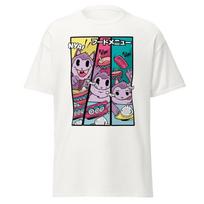 Playful Cat Sushi Adventure T-Shirt, Kawaii Cat Eating Sushi Tee, Anime Style Food Lover Shirt, Unisex T-Shirt XL