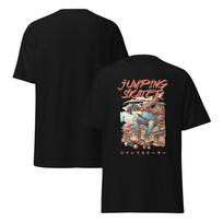 Jumping Skater T-Shirt, Japanese Anime Skateboarder Tee, Kimono Streetwear Art Shirt, Urban Japan Unisex T-Shirt S
