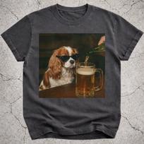 Cavalier Spaniel Drinking Beer Shirt, Funny Cavalier Dog Meme T-Shirt, Beer Lover Gift, Cavalier Owner Vintage Tee, Silly Novelty Shirt M