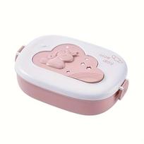 Compartment Portable Lunch Box Microwave Heating PP Bento Box Student Adult Oval Cute Cartoon Plastic Food Container rožinė