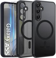 Etui Do Magsafe Czarne Matowe Do Samsung A55 5G + 2X Szkło