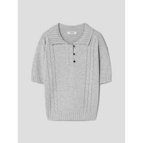 8Seconds Cable Collar Short Sleeve Pullover Grey (354951Mq23) Gray (Antique Silver)/S