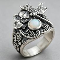 Self-developed New Retro Dragonfly Ring, Floral Women's Jewelry no. 6