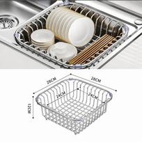 Stainless Steel Sink Rack Expandable Dish Drying Rack Durable Drain Basket  Kitchen 28x28cm