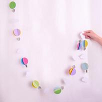 3D Clouds Love Hot Air Balloon Paper String Garland Banner Birthday Baby Shower Party Wall Background Hanging Wedding Decoration 1