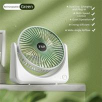 Lightweight Portable Electric Fan Strong Wind TriPole Desk Fan Small Fan Desktop Mini Fan  Outdoor žalia