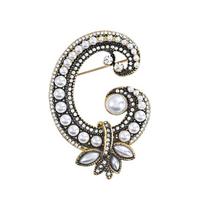 Weiman Exquisite Letter C Pearl Brooches Luxury Women Fashion Rhinestone Crystal Gold Plated Alloy Customize Designer Brooch Pin XD823321 auksas