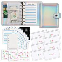 Custom A7 Holographic Budget Binder Planner Cash Stuffing Binder with Envelopes Day Planner Cover Binder Notebook (White,A7&marble set) balta