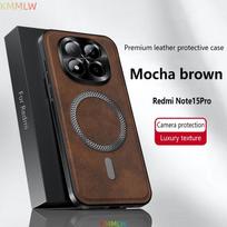 For Redmi Note 14 13 15 Pro Plus High End Magnetic Wireless Charging Leather Phone Case For Redmi Note 15 14 13 12 Pro/+ Case Redmi Note 14 Pro+ 5G (Gl ruda