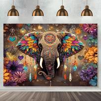 Bohemian Elephant Mandala Tapestry - Polyester Wall Decor for Home, Weddings, Photography& Seasonal Events 100X70CM