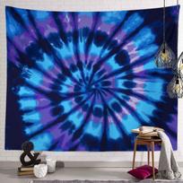 Blue Tie Dye Spiral Tapestry, Psychedelic Purple Blue Black Colorful Dyed Batik Art Wall Hangings Tapestry for Bedroom Living 100X70CM