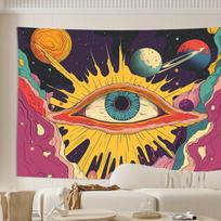 Retro Psychedelic Space Eye Tapestry Trippy Vision Art Wall Hanging for Living Room Bedroom Office Party Decor 100X70CM
