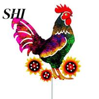 Iron Rooster Ornament Sculpture Realistic Standing Animal Garden Decoration Rust-Proof Patio Backyard Carved Chicken Lawn