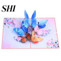 Vibrant Butterfly Design Card Pop-Up Greeting Colorful Flower 3D Gratitude Foldable with Envelope Handmade Appreciation Blessing Cards Valentine Day Butterfly