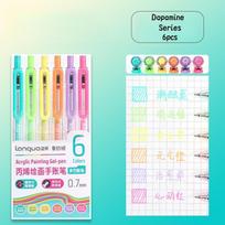 6pcs Retractable Acrylic Painting Gel Pen Set 0.7mm Fine Nib for Adult Coloring Drawing Painting Marking And Writing Art A3361 (as the picture,Multi-Colored)