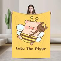 Šilta pledas Iškylai Animacinis L-Lulu Kiaulytė Lovos Pledai Flanelinis Lovatiesė Svetainei Juokingas Sofos-Lovoje Uždangalas 75X95CM