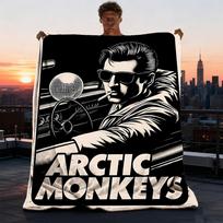 1 vnt. Arctic Monkeys plakatas Lauko flanelinis pledas, Jaukus ir šiltas minkštas žaidžiančio dizaino, Dėmesio nukreipimui, stovyklavimui, 75X95CM