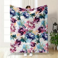 Vibrant Floral Motifs with Flowing Petals and Greenery On Light Background. for All Seasons Blanket Lunch Break Throw Gift 75X95CM