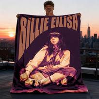 1 vnt. Billie Eilish lauko minkštas pledas itin pliušinis, šiltas, universalus ir lengvai prižiūrimas stovyklavimui ir 75X95CM