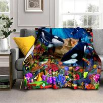 3D Povandeninio pasaulio dugno animacinis pledas, minkštas pledas namams, miegamajam, lovai, sofai, iškylai, kelionėms, biurui, vaikams 75X95CM