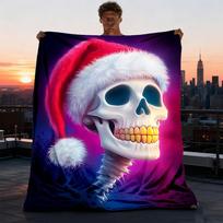 1 vnt. Kalėdinio kaukolės lauko personalizuotas flanelinis pledas, minkštas, lengvas personalizuotas flanelinis pledas, skaitmeninė spauda, 75X95CM
