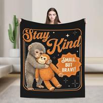 Team Punch Monkey Small But Brave Plush Blanket  Funny Throw Blanket for Home Hotel Sofa  200x150cm Bedspreads, 75X95CM