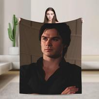 Damonas Salvatore The Vampire Diaries Antklodė Šilta Minkšta Patogi Pliušinė Mėtoma Suaugusiųjų Miegamojo Flanelinė Paklodė Lovos Užvalkalas 75X95CM