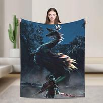 Monster Hunter Wilds flanelinis pledas Žieminis Minkštas patvarus pledas sofai kėdei Madingas lovatiesė sofos lovos uždangalas 75X95CM