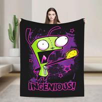 Invader Zim Taco Gir YK Cartoon Knitted Fleece Blanket for Bed Sofa Decoration Soft Warm Throw Blanket Bedspread 75X95CM